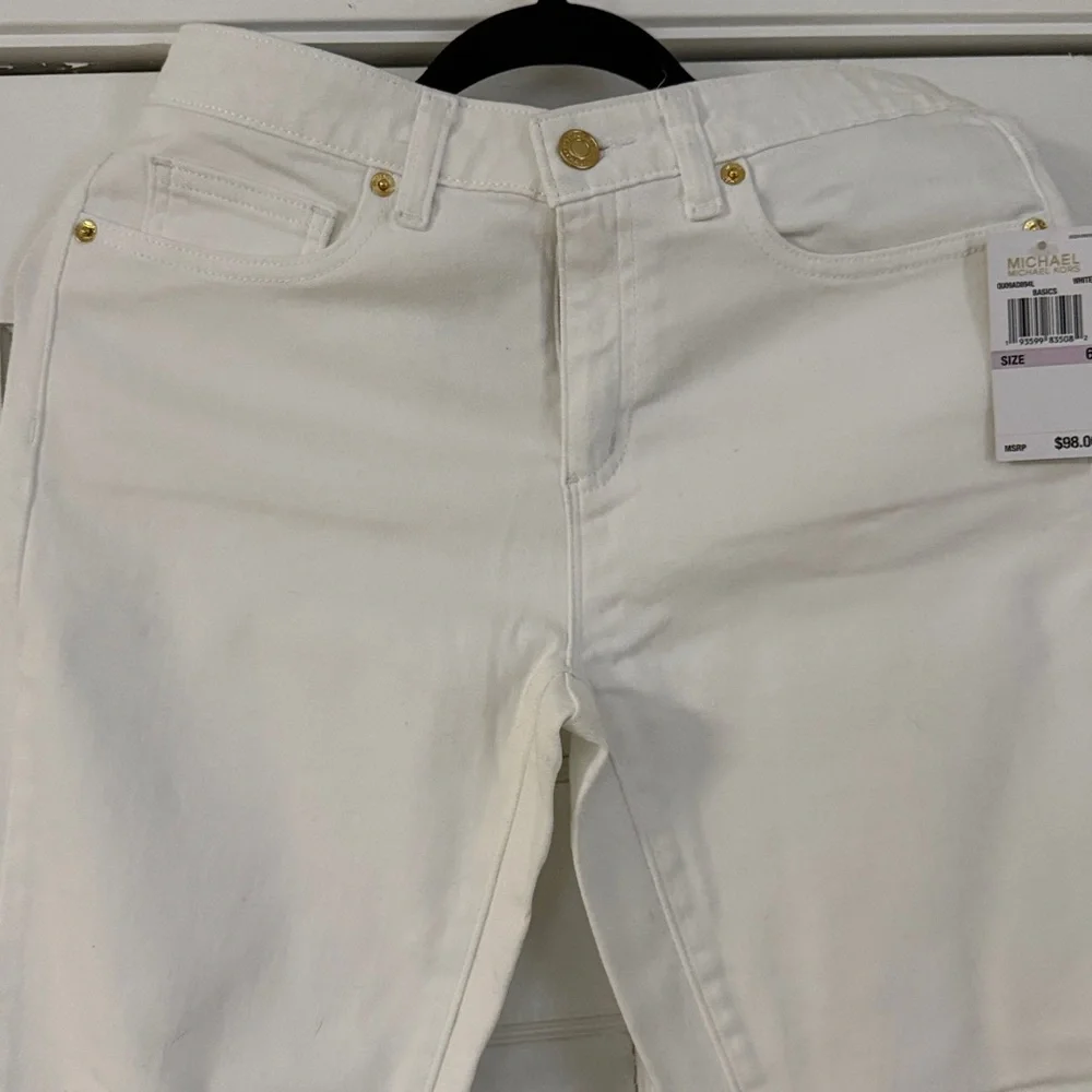 Michael Kors Women's Straight Leg White Jeans - Picture 5 of 7